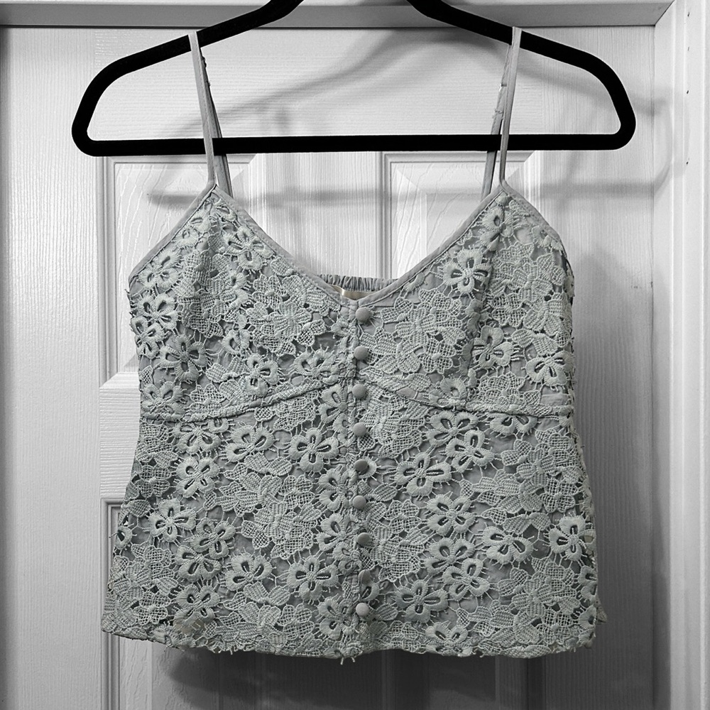 New! Row A Allover Lace Button Front Tank Top